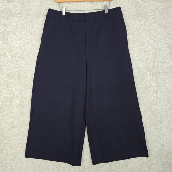 Boden Womens Culottes Size 14R Navy Blue Wide Leg Stretch Crop Pants Minimalist - Picture 1 of 13